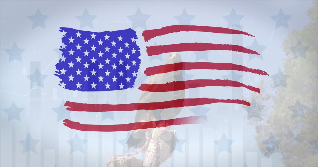 Eagle with Stylized American Flag Overlay Fusion