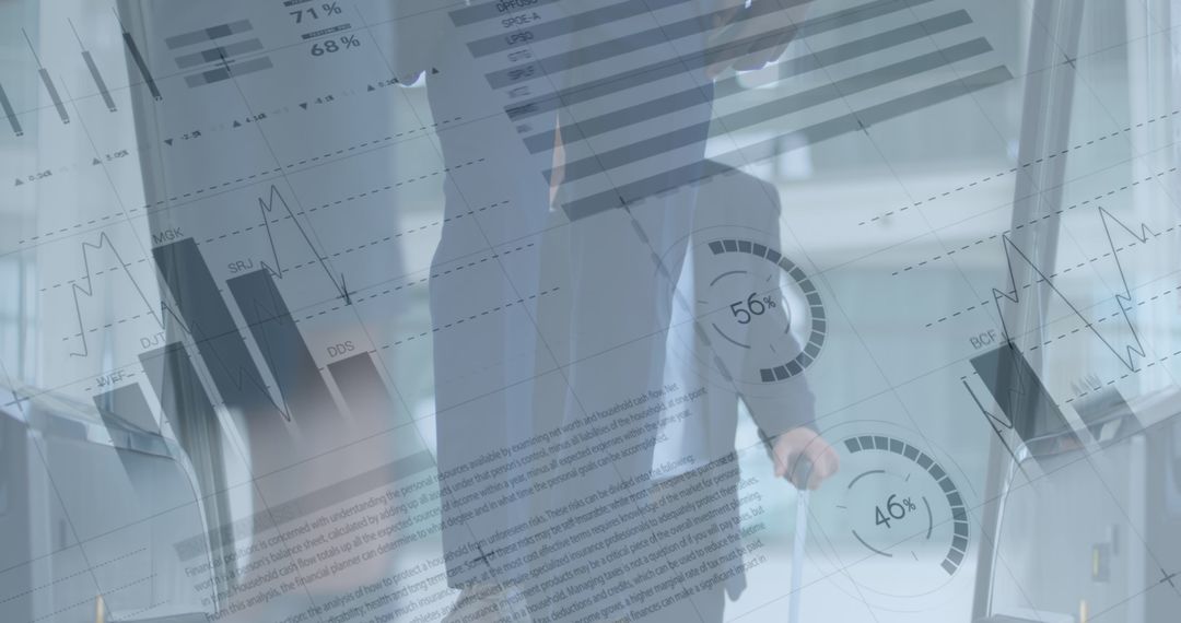 Business Professionals Overlaid with Financial Data in Motion