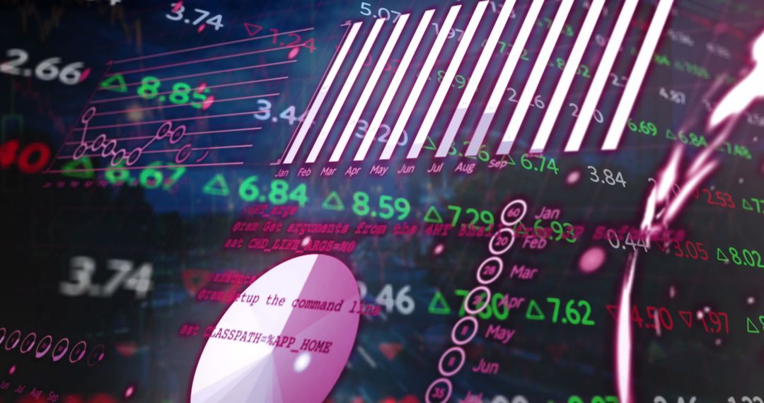 Futuristic Financial Data Visualization with Neon Analytics Interface