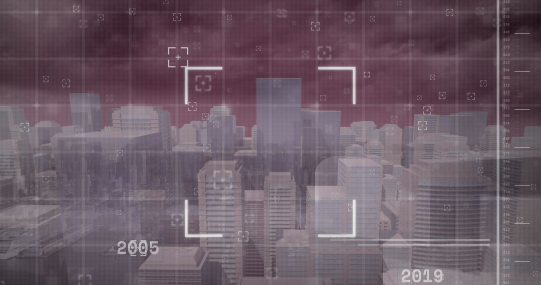 Digital Technology and Data Processing Over Cityscape