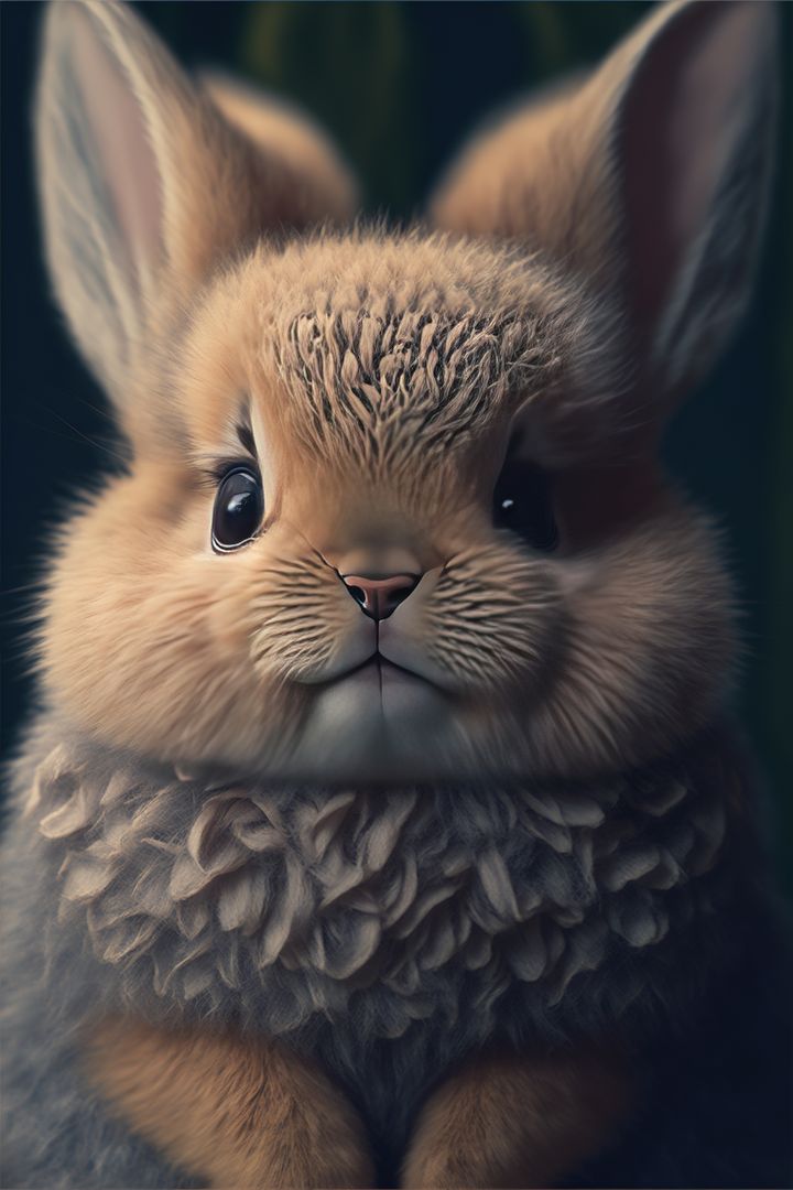 Adorable Fluffy Bunny with Wide Eyes in Close-Up View - Free Images, Stock Photos and Pictures on Pikwizard.com