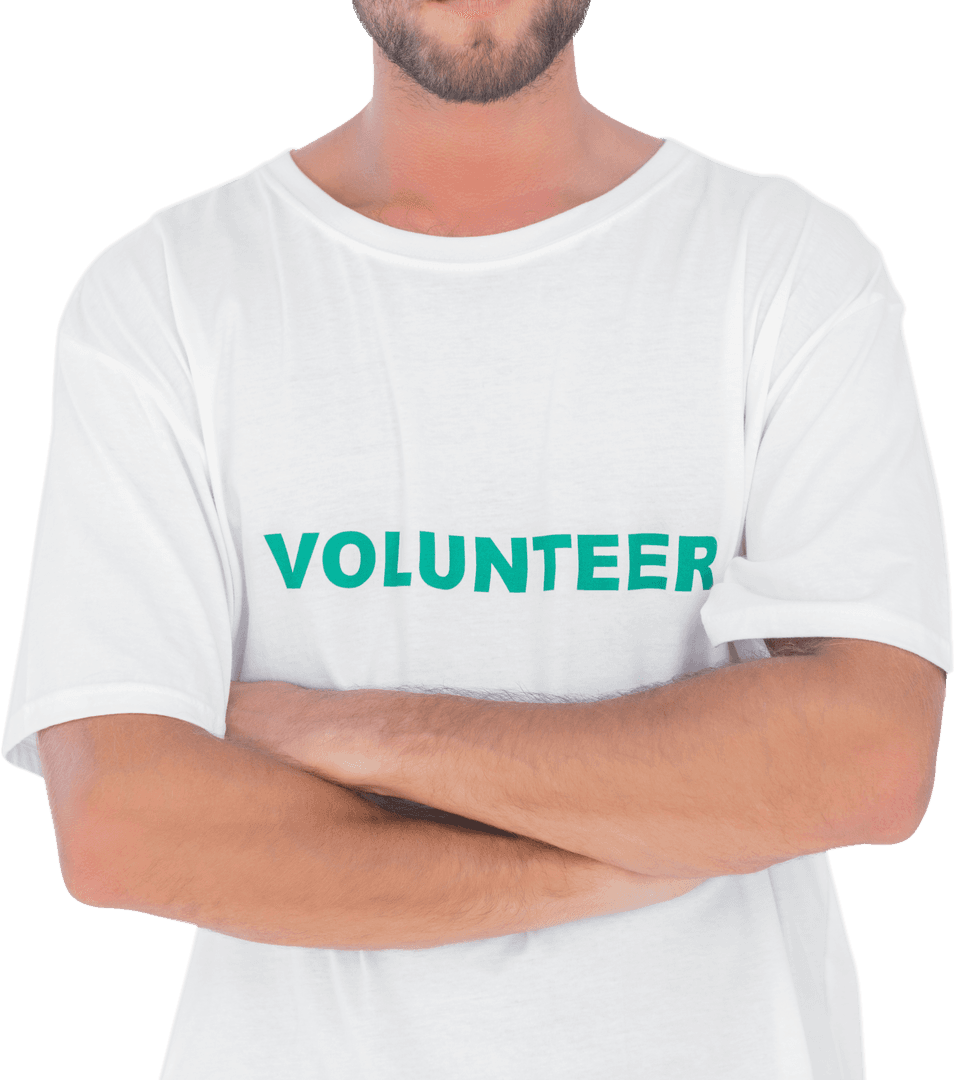 Transparent Background Volunteer T-shirt with Crossed Arms