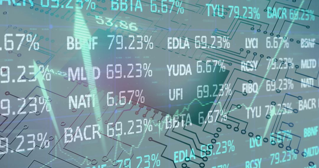 Financial Data Visualization with Digital Circuit Overlay