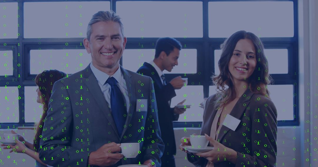 Professionals Networking Over Coffee at Modern Conference