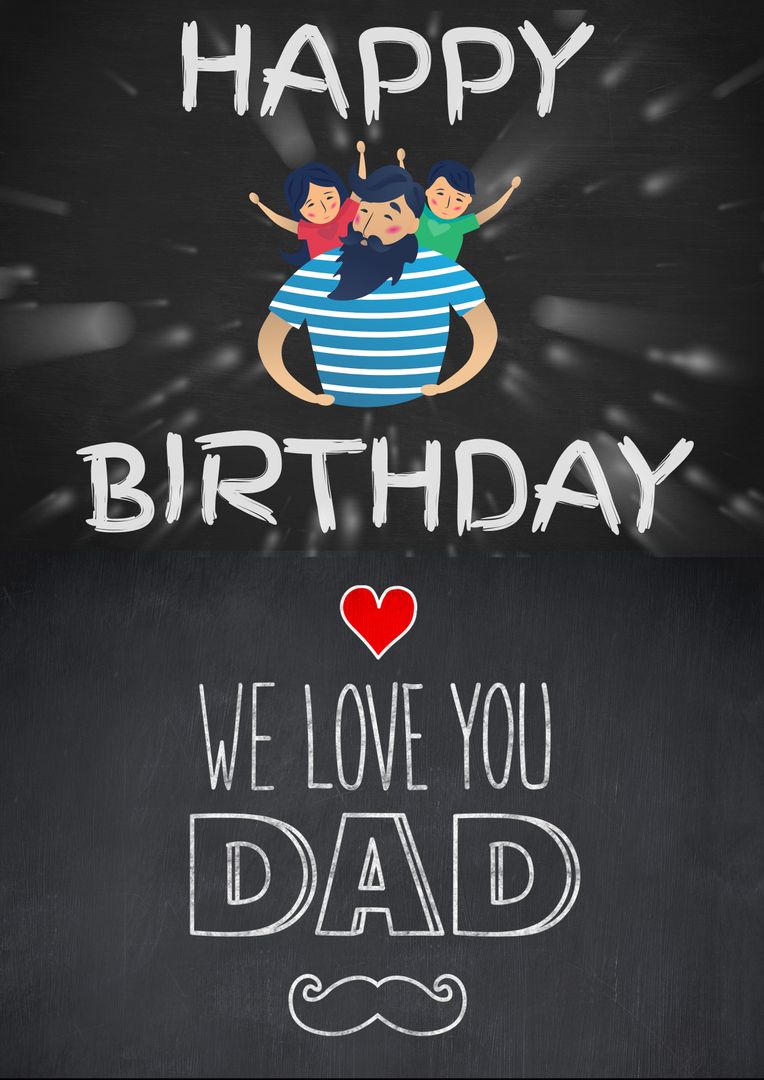 Happy Birthday Card with Superhero Dad and Children - Download Free Stock Templates Pikwizard.com