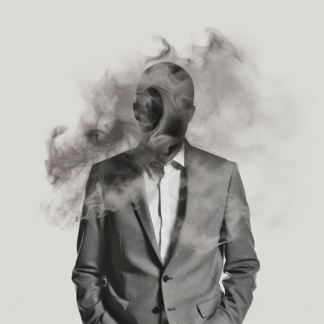 Man with face covered by smoke on grey background, created using generative ai technology - Free Images, Stock Photos and Pictures on Pikwizard.com