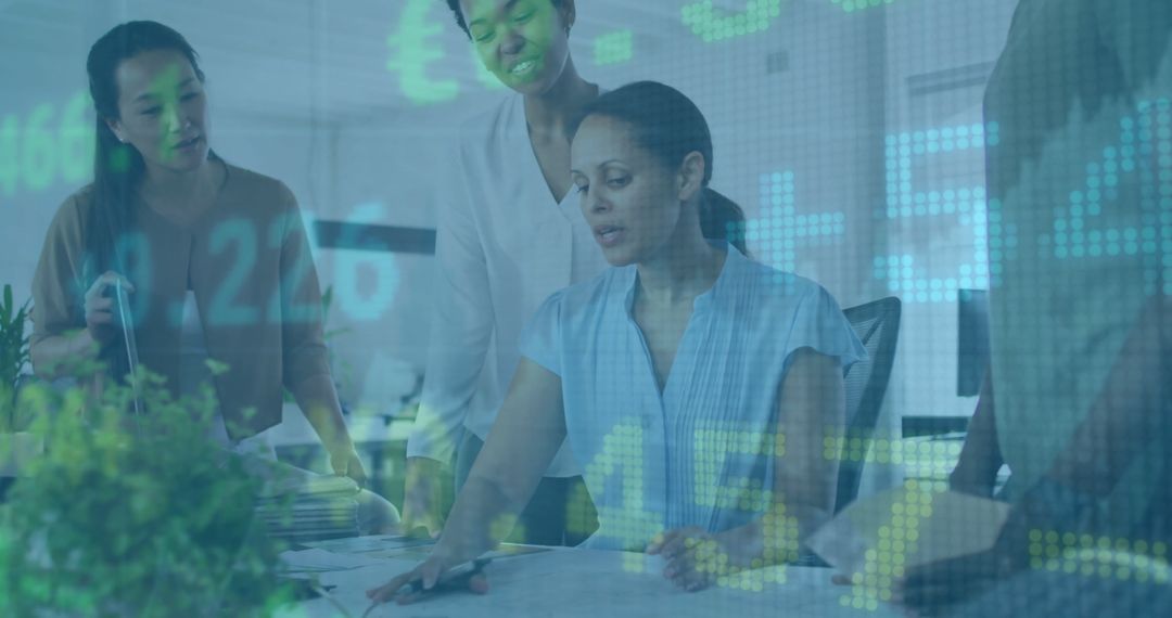 Business Conversation with Data Overlay in Office Setting