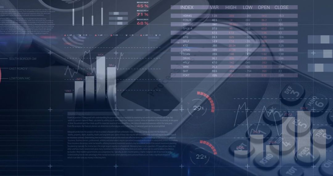 Futuristic Financial Technology Interface with Charts and Analytics