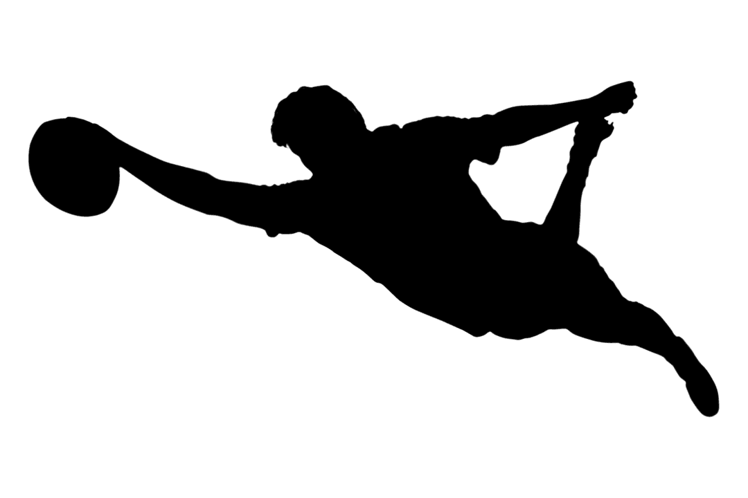 Silhouette of Male Rugby Player Jumping Transparent Background