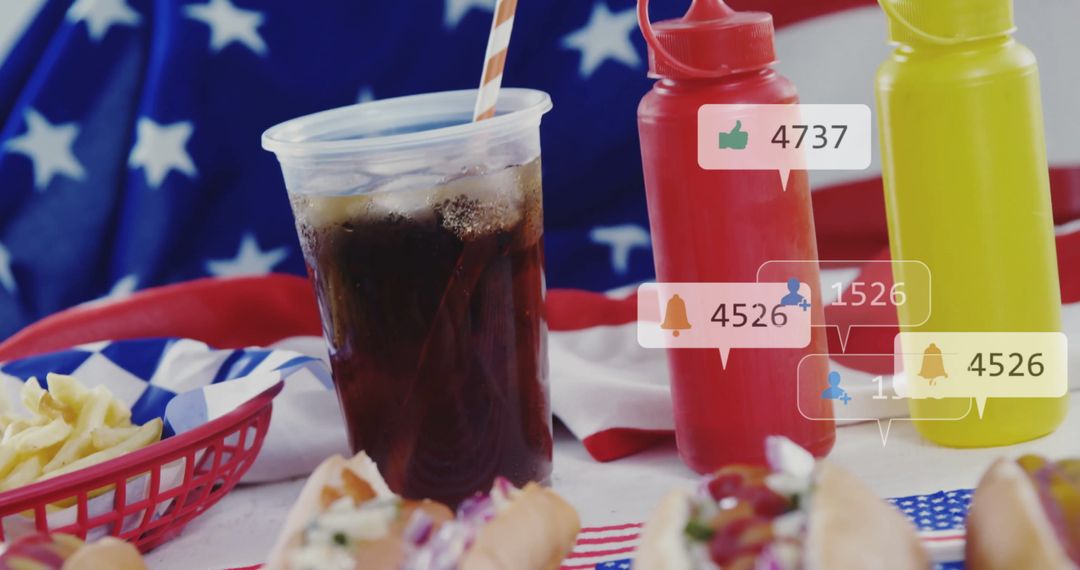 Post Popularity Meter Over Hot Dogs and American Flag