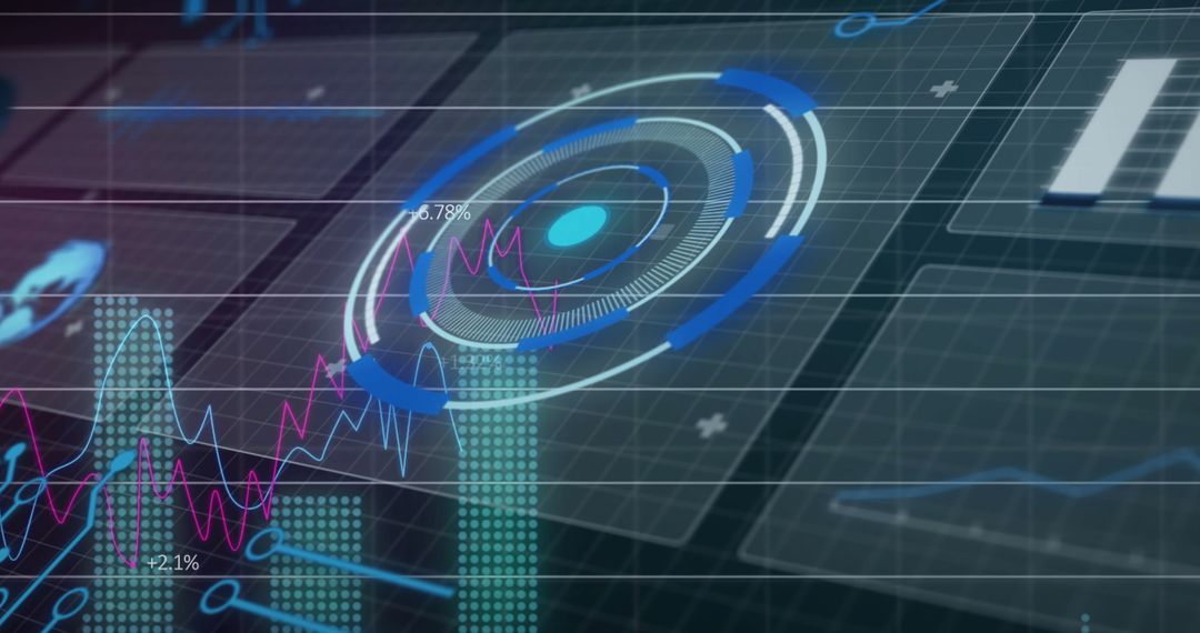 Futuristic HUD Interface with Digital Analysis Visualization