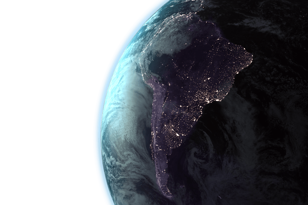 Transparent Globe at Night from Space with City Lights Highlighted