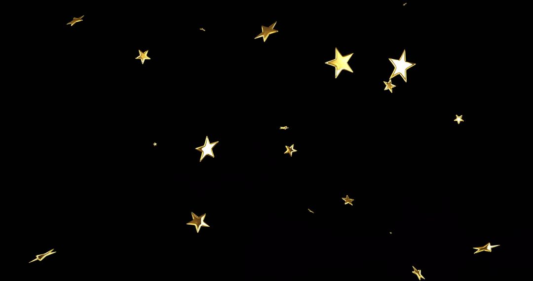 Golden Stars Twinkling on Deep Black Background