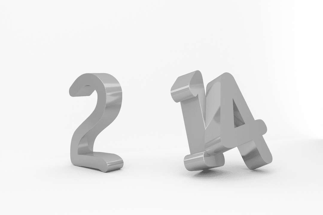 Transparent Render of Metallic 2014 Numbers Symbolizing Time