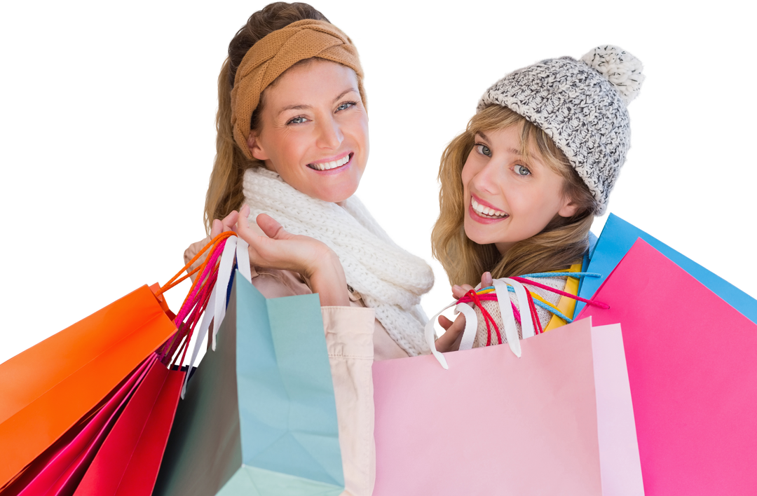 Smiling Women Holding Colorful Shopping Bags with Transparent Background - Download Free Stock Images Pikwizard.com