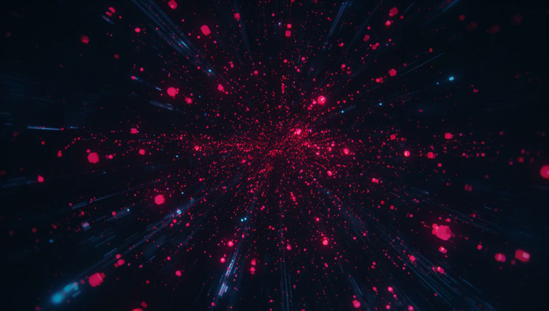 Dynamic Neon Particles Radiating in Digital Space