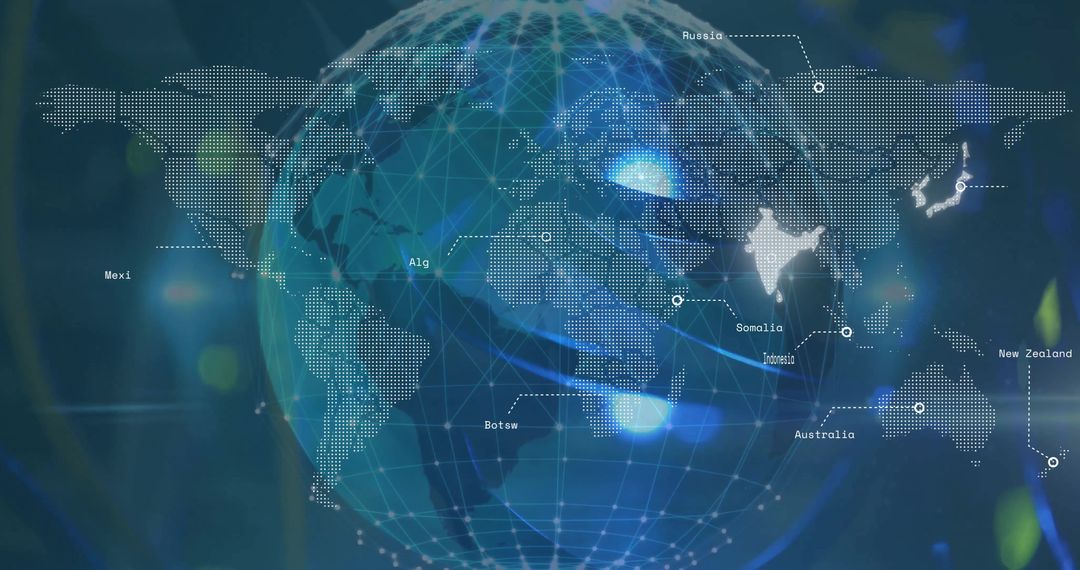 Digital Globe Overlay on World Map