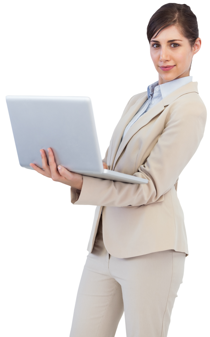 Confident Young Businesswoman Holding Laptop Transparent Background - Download Free Stock Images Pikwizard.com