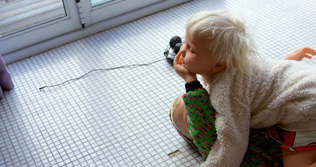 Caucasian Siblings Playing Indoors with Toys