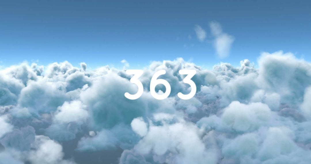 Fluffy Clouds with Soaring Number 363 in Serene Blue Sky