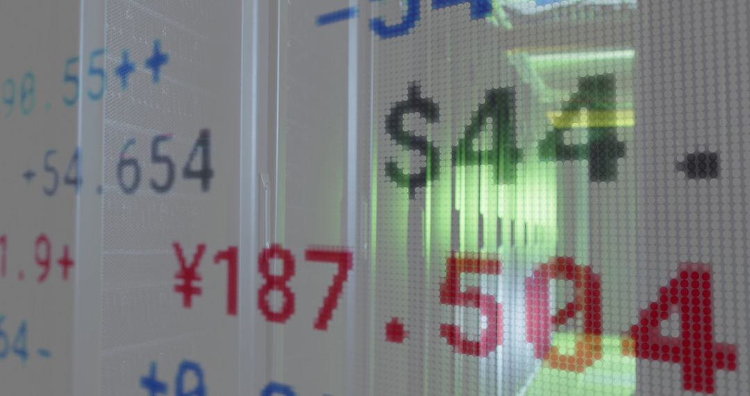 Digital Stock Data Overlay on Server Room Background