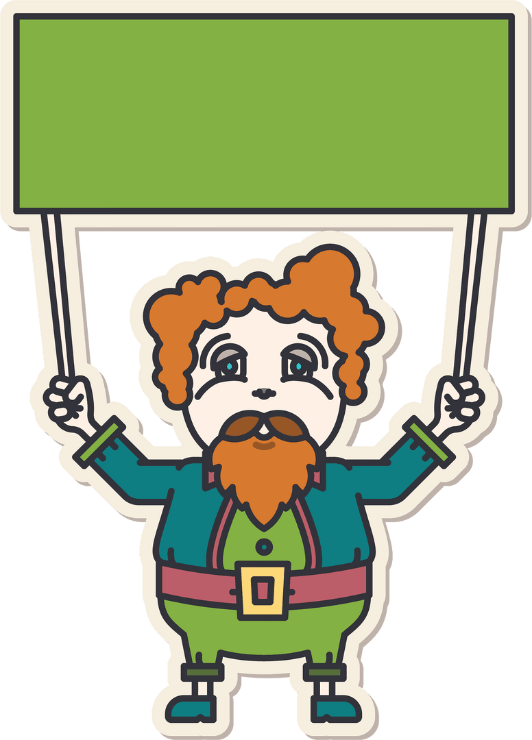 Character Holding Green Banner on Transparent Background