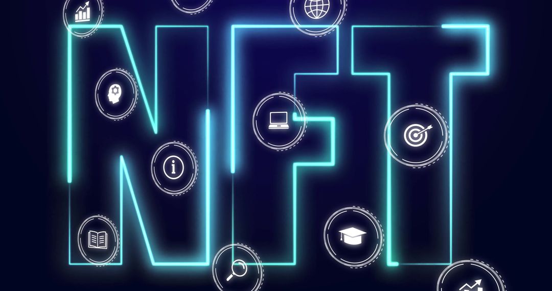 Futuristic Neon NFT with Technological and Innovation Icons