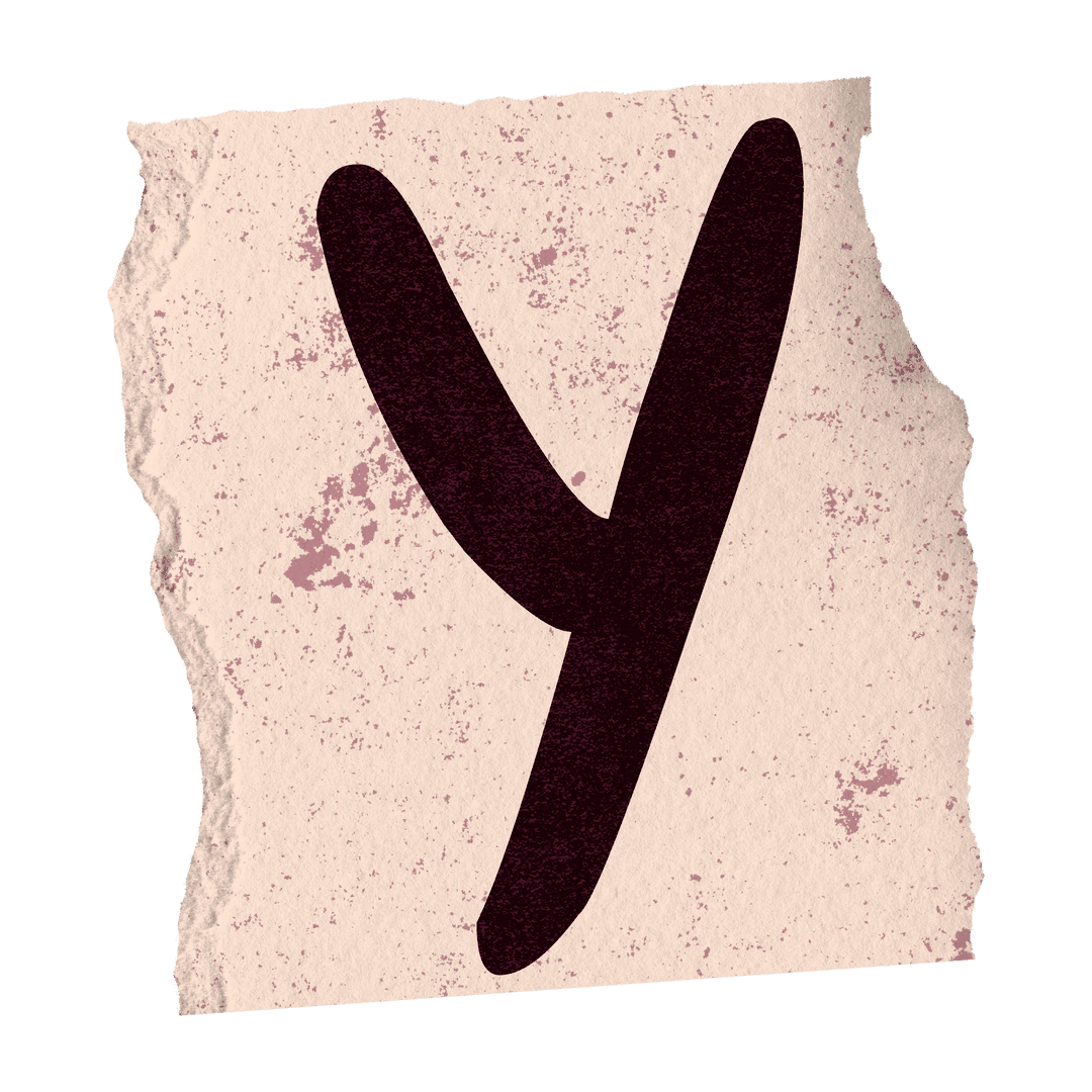 Transparent Torn Paper Brushstroke Y with Artistic Ink Speckles