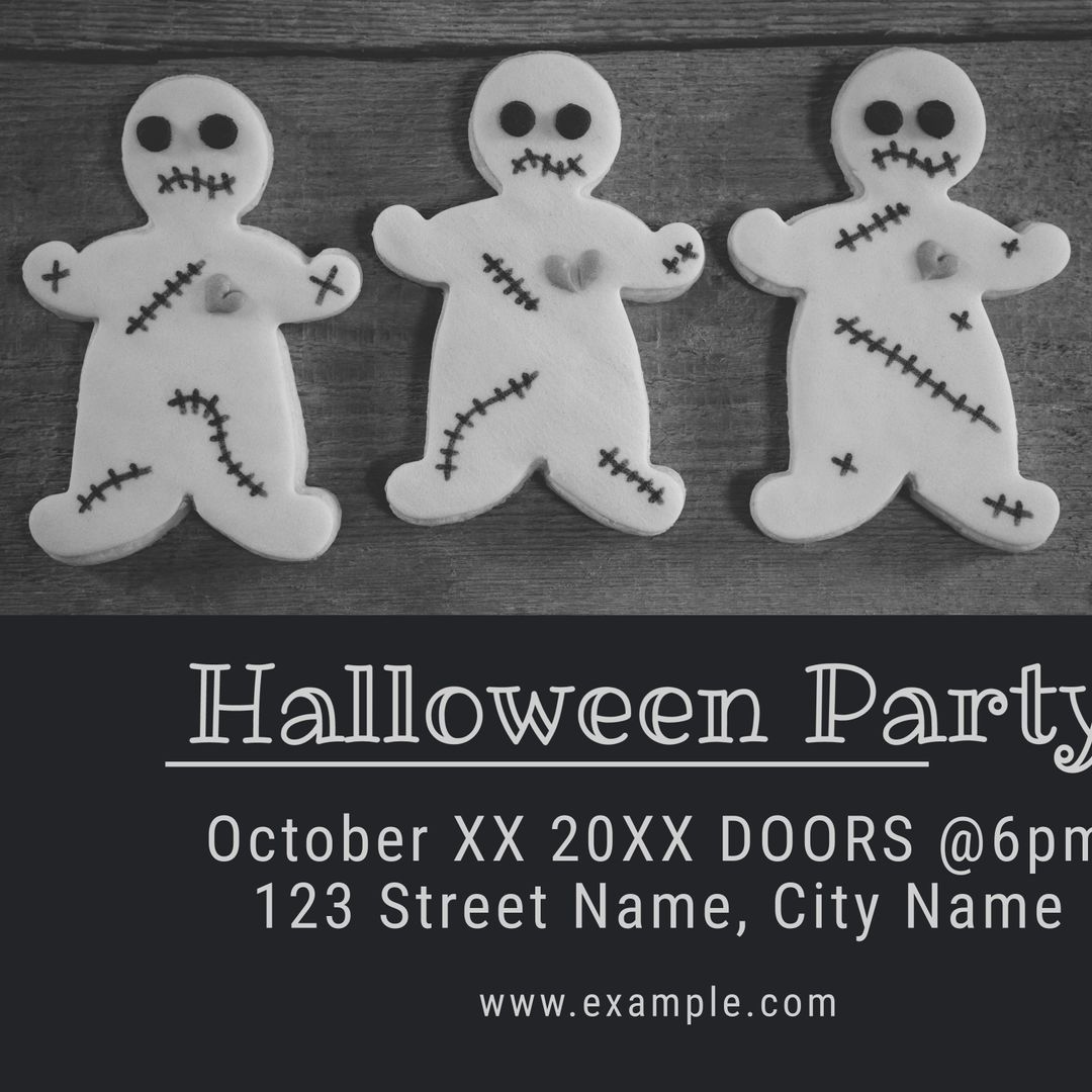 Halloween Party Invitation with Spooky Gingerbread Men