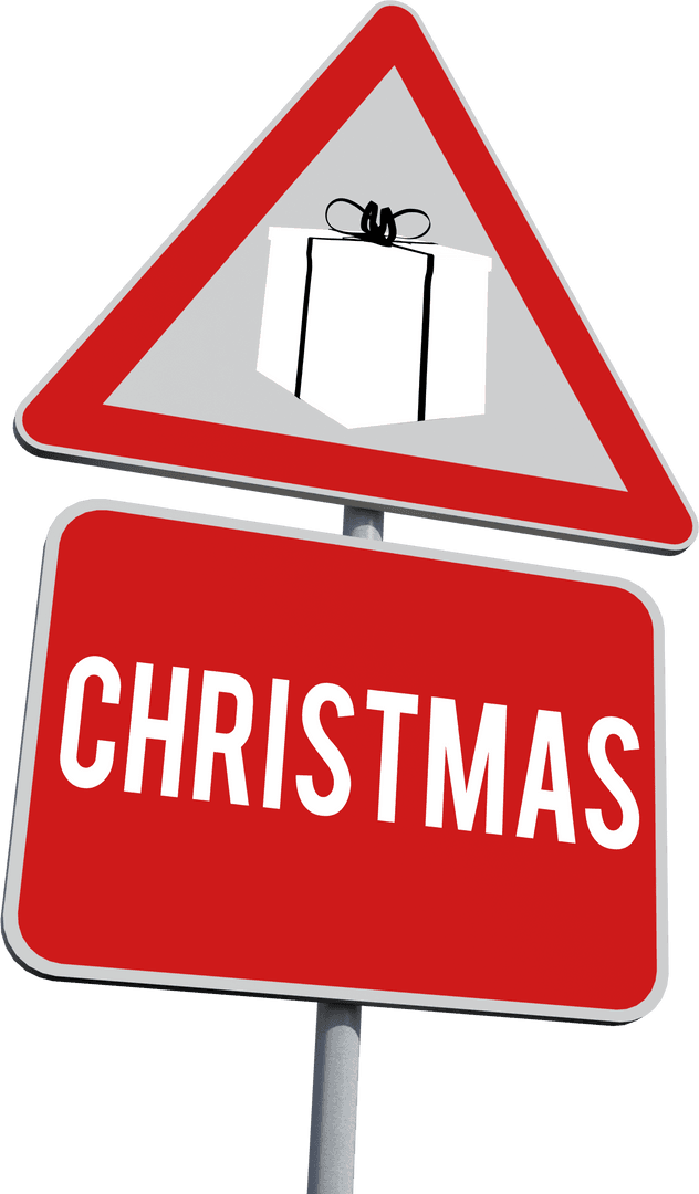 Christmas Gift Signpost on Transparent Background Celebrating Holiday Cheer