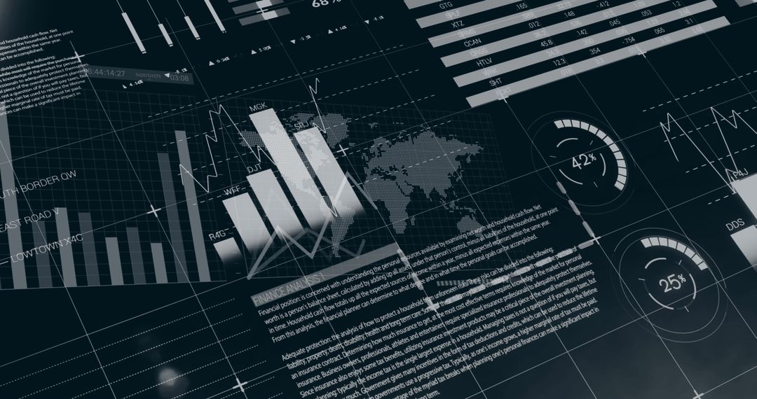 Digital Infographic Interface with Data Visualization Elements