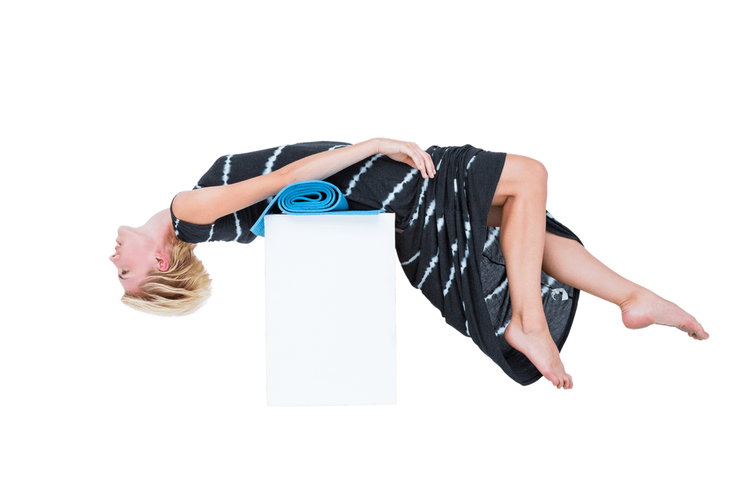 Transparent Background Role-Free Woman Pose with Meditation Mat