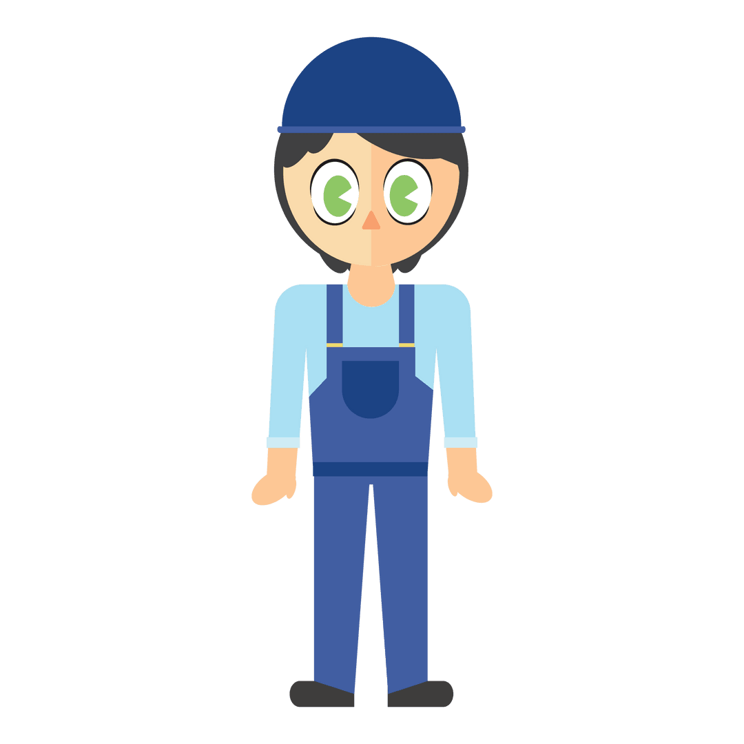 Cartoon Worker in Blue Uniform Transparent Vector
