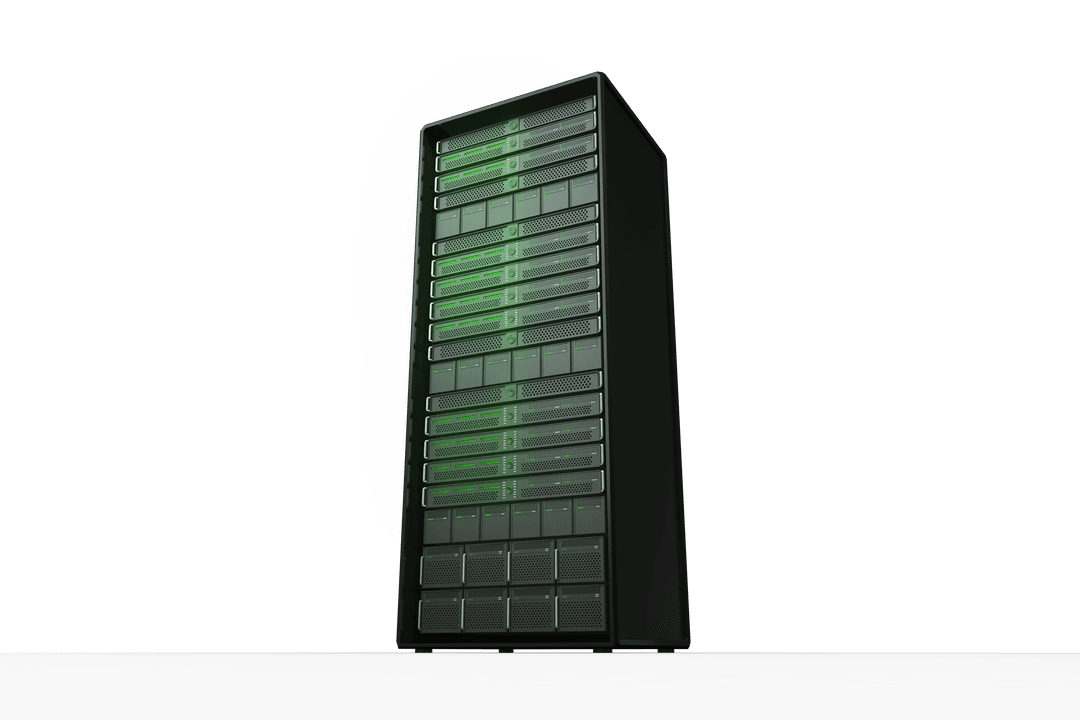 Isolated Black Server Tower on Transparent Background