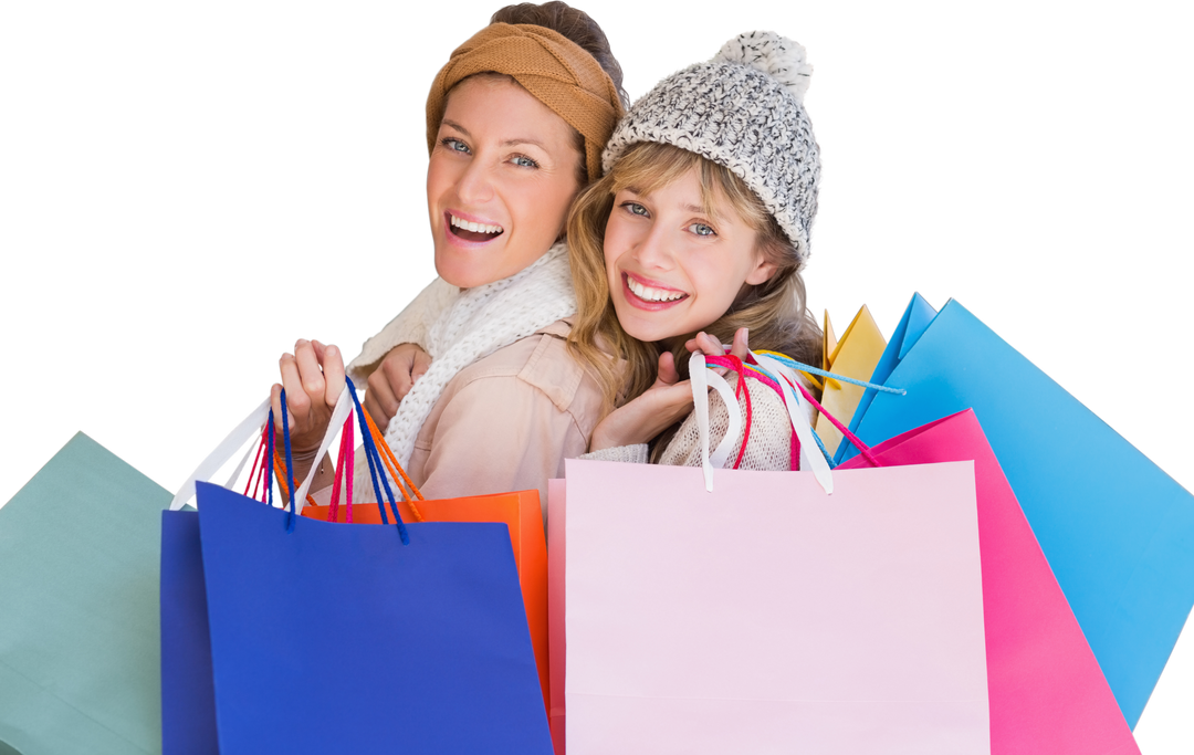 Smiling Women Holding Colorful Shopping Bags Against Transparent Background - Download Free Stock Images Pikwizard.com