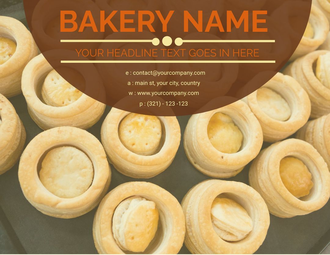 Freshly Baked Pastries Background with Bakery Contact Information - Download Free Stock Templates Pikwizard.com