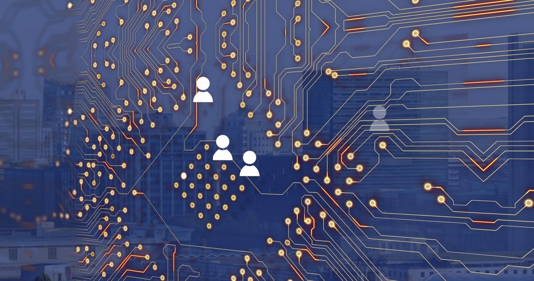 Digital Connectivity Concept with Cityscape Overlay