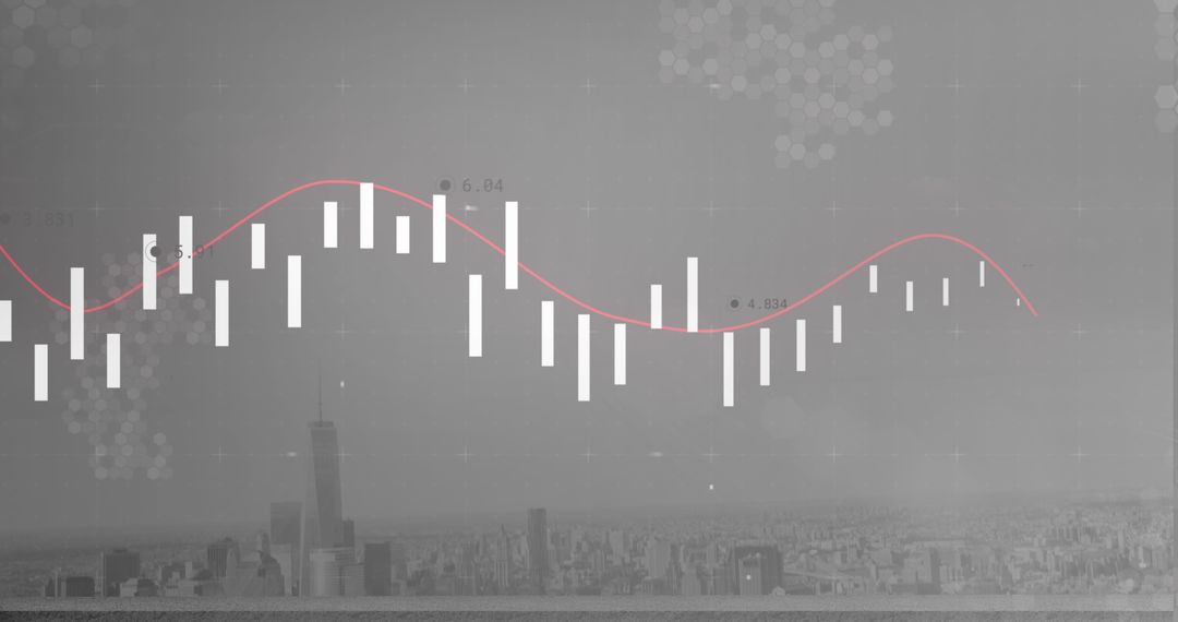 Abstract Data Analysis Overlay on Cityscape for Global Business Concept