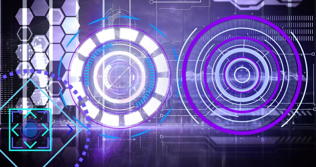 Futuristic Interface with Holographic Digital Displays