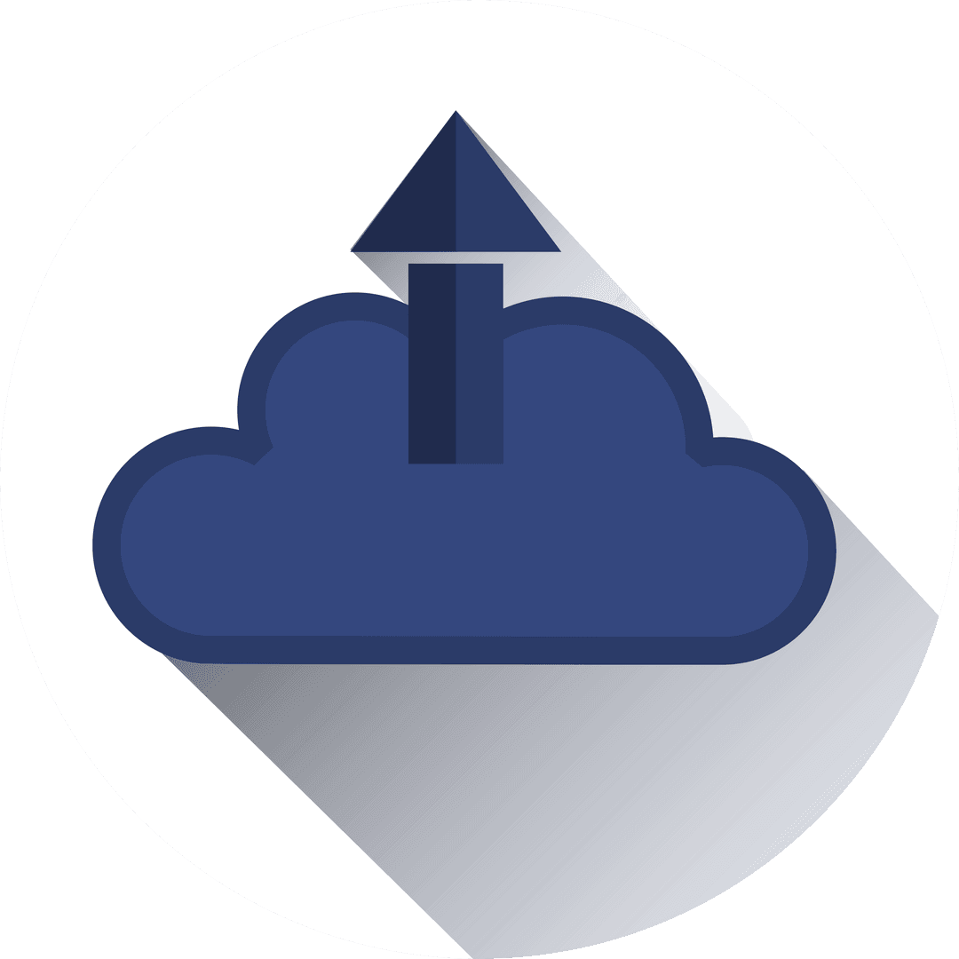 Digital cloud symbol with arrow on transparent background