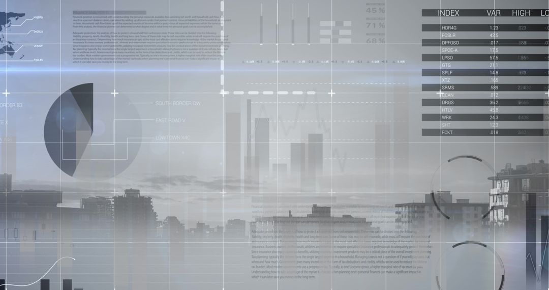 Futuristic Digital Interface with City Skyline
