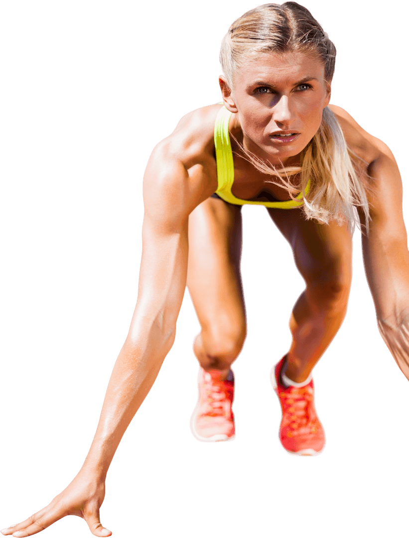 Transparent Female Runner Preparing on Starting Line