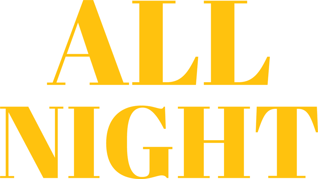 All Night Text on Transparent Background for Party Themes