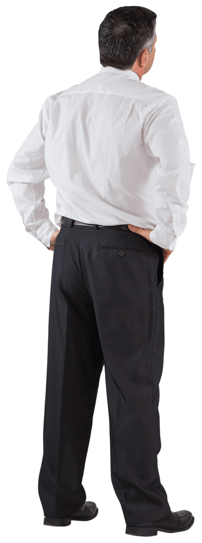Mature Businessman Imagining and Planning on Transparent Background