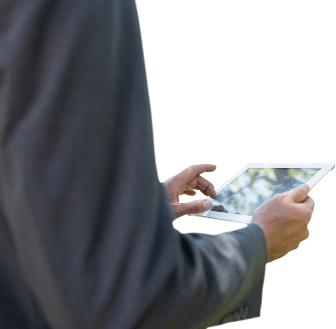 Transparent Businessman Hand Using Digital Tablet Technology