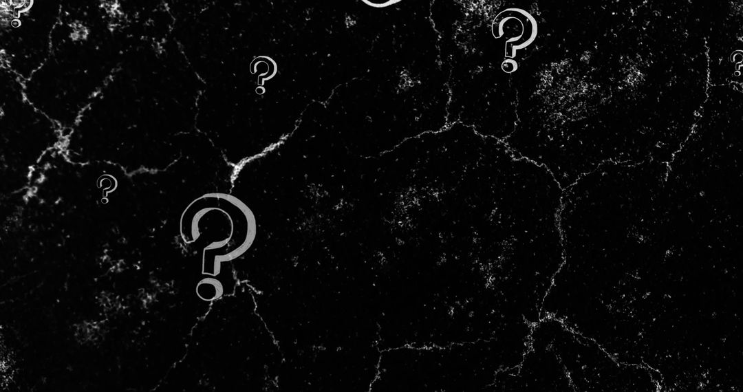 Mystery Concept with Floating Question Marks on Dark Background