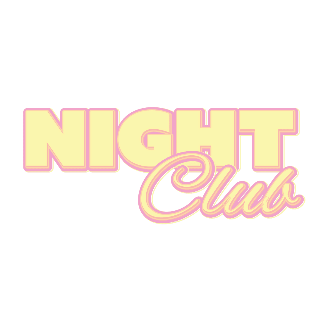 Retro Night Club Text Overlay on Transparent Background Vector