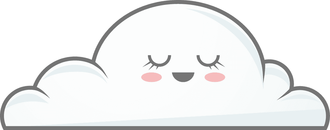 Cute Smiling Cloud with Rosy Cheeks on Transparent Background