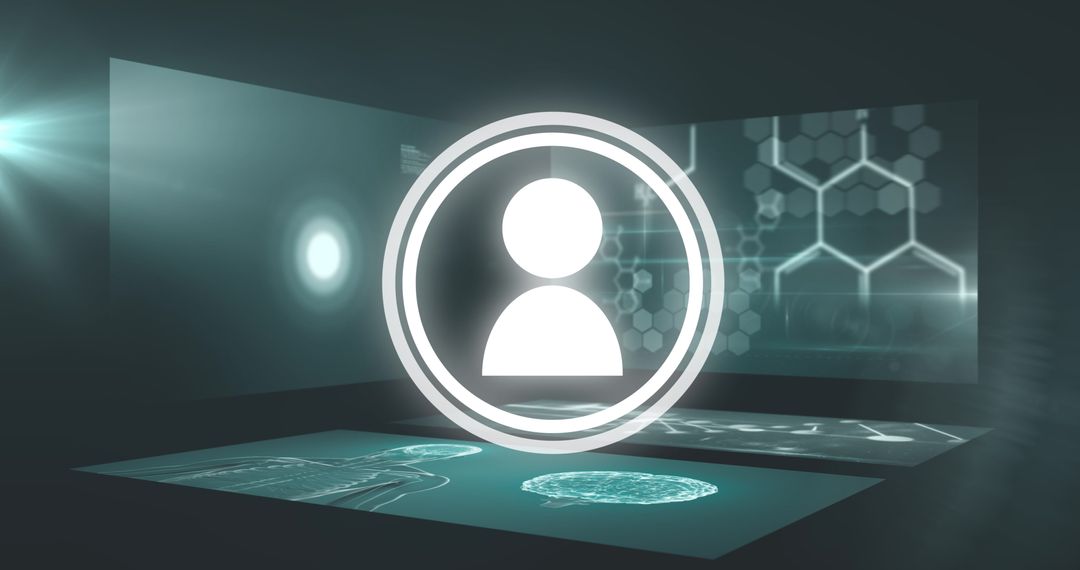 Digital Person Icon with Data Processing Technology Background