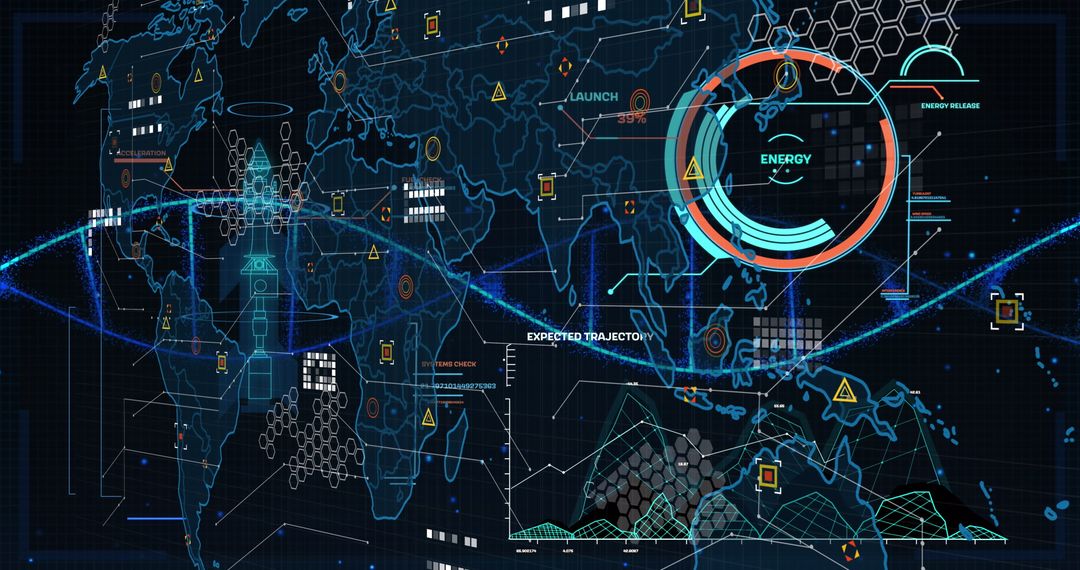 Futuristic Global Data Network Interface with Digital Visualization